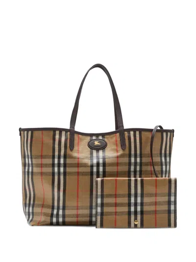 Burberry Medium Tote Bag Highlands Rectangular Check In Brown