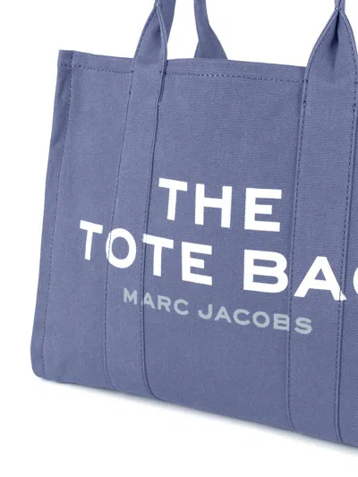 Marc Jacobs Structured Cotton Tote With Modern Text Design In Blue