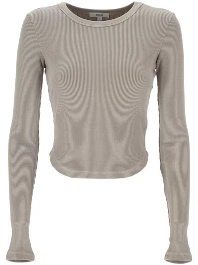 Agolde Long-sleeved Ribbed T-shirt In Neutral