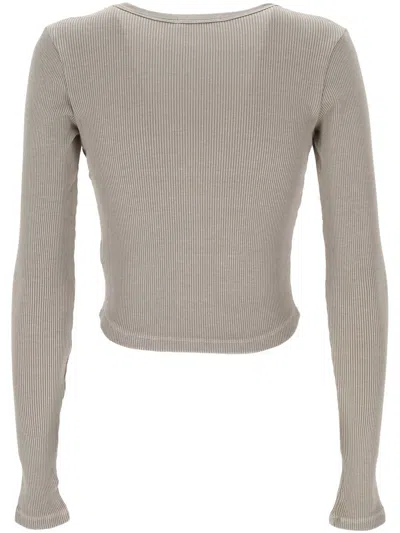 Agolde Long-sleeved Ribbed T-shirt In Neutral