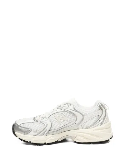 New Balance Mesh Rubber Sole Sneakers With Silver Accents In White