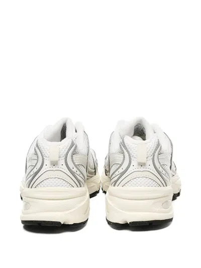 New Balance Mesh Rubber Sole Sneakers With Silver Accents In White