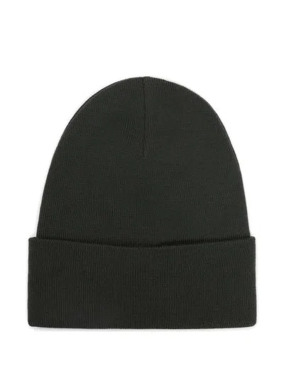 Moncler Grenoble Logo Patch Knitted Beanie In Black