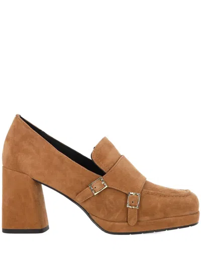 Bruno Premi Buckle Platform Pumps In Brown