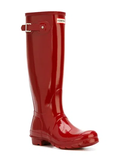Hunter Original High Gloss Waterproof Boot In Red