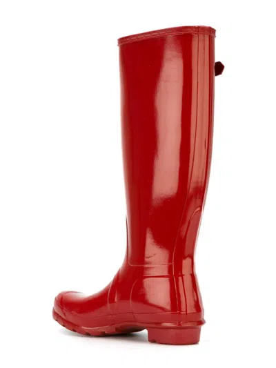 Hunter Original High Gloss Waterproof Boot In Red