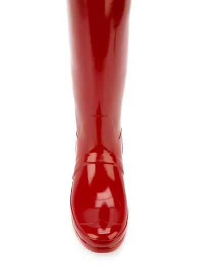 Hunter Original High Gloss Waterproof Boot In Red