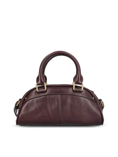 Chloé Small Bowling Shoulder Bag In Leather In Burgundy