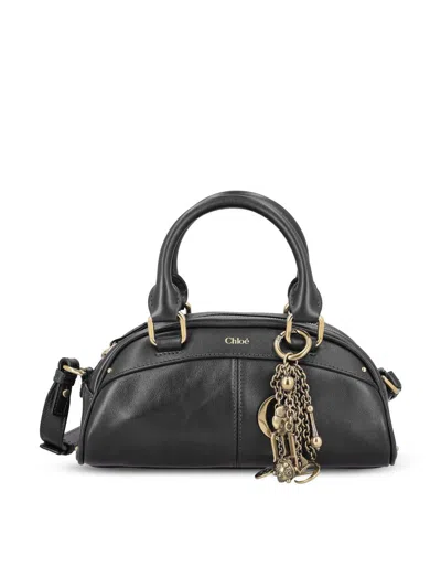 Chloé Black Leather Chloe Bowling Top Handle Bag In Black