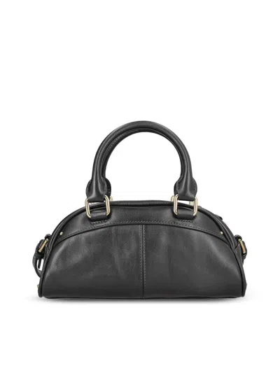 Chloé Black Leather Chloe Bowling Top Handle Bag In Black