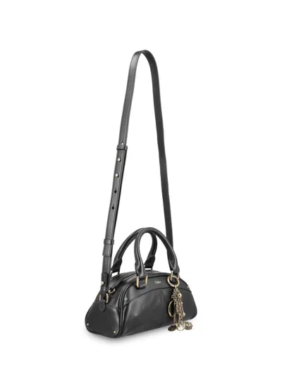 Chloé Black Leather Chloe Bowling Top Handle Bag In Black