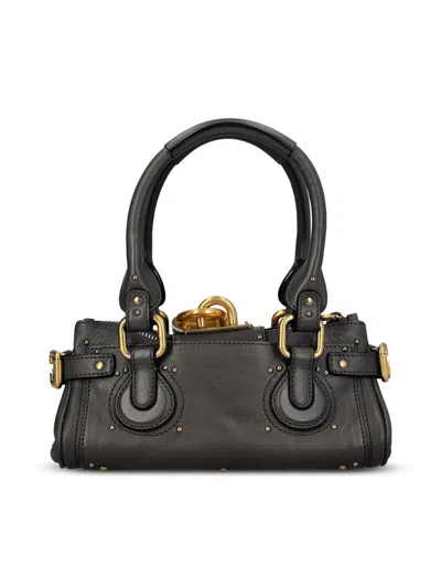 Chloé Paddington Padlock Shoulder Bag In Leather In Black
