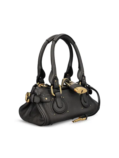 Chloé Paddington Padlock Shoulder Bag In Leather In Black