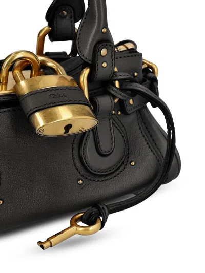 Chloé Paddington Padlock Shoulder Bag In Leather In Black