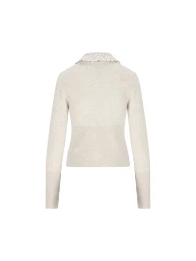 Chloé Embroidered-logo Cardigan In White