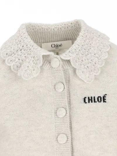 Chloé Embroidered-logo Cardigan In White