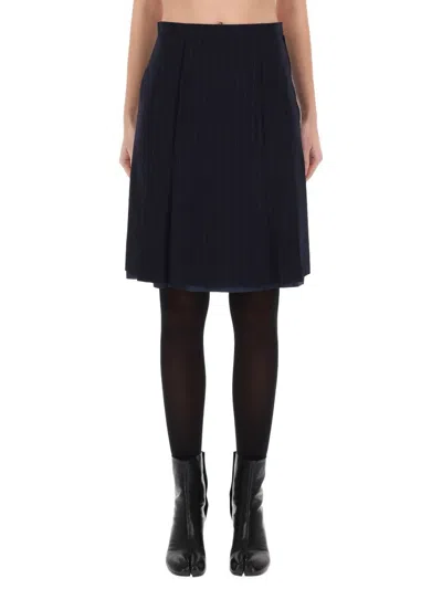 Maison Margiela Wool Midi Skirt In Blue