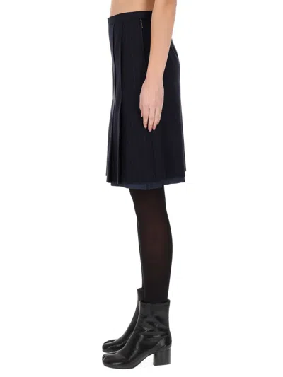 Maison Margiela Wool Midi Skirt In Blue
