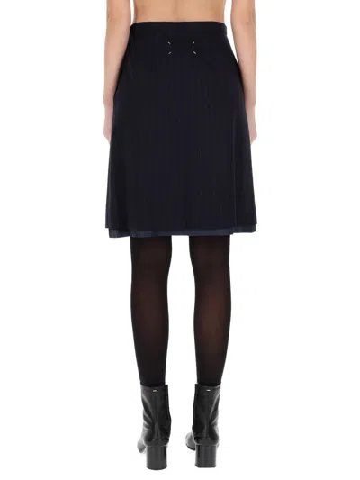 Maison Margiela Wool Midi Skirt In Blue
