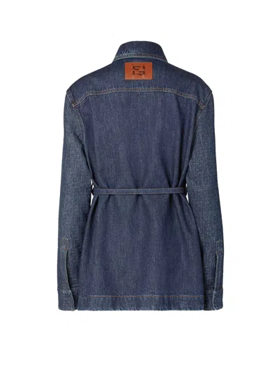 Fendi Go-to Denim Shirt Jacket With Quilted Ff Motif Clothing In Blue