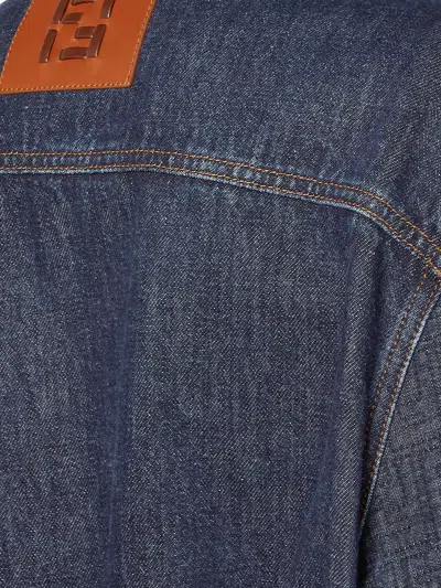 Fendi Go-to Denim Shirt Jacket With Quilted Ff Motif Clothing In Blue