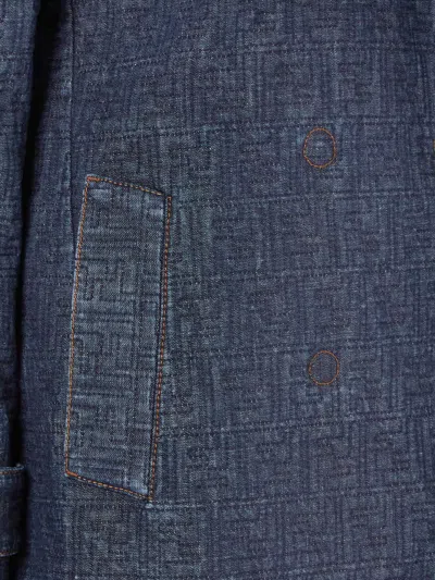 Fendi Padded Denim Caban Coat Double Breasted In Blue