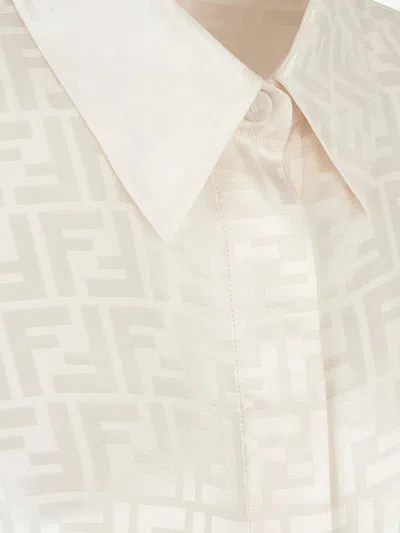 Fendi Ff Silk Oversized Shirt Clothing In White