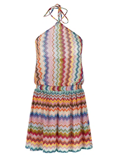 Missoni Knit Dress Set Halter Tie Zigzag In Multi