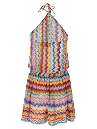 Missoni Knit Dress Set Halter Tie Zigzag In Multi
