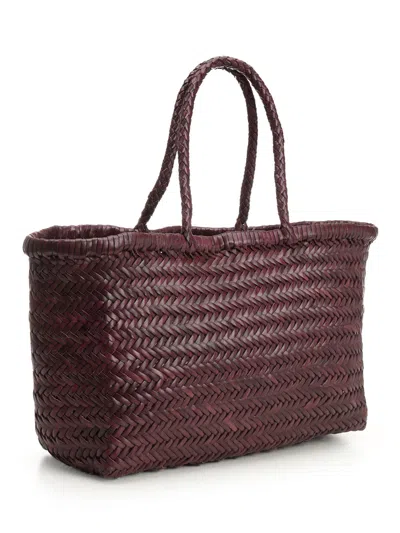 Dragon Diffusion Large Woven Leather Basket Handbags Bordeaux In Brown