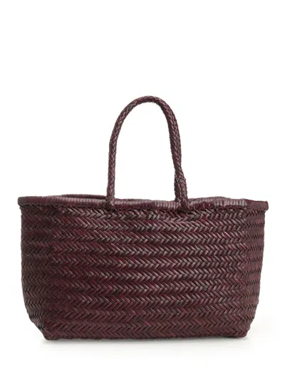 Dragon Diffusion Large Woven Leather Basket Handbags Bordeaux In Brown