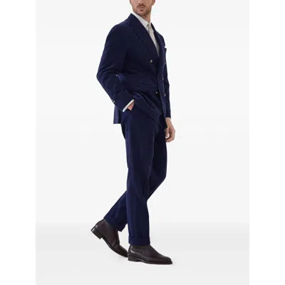 Brunello Cucinelli Pleated-front Tailored Trousers In Blue