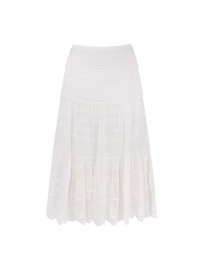 Isabel Marant Étoile Paoline Embroidered Midi Skirt In White
