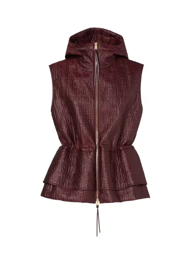 Fendi Quilted Nylon Vest In Brown