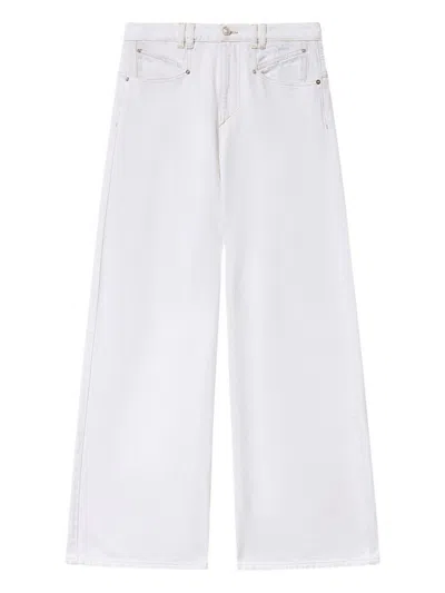 Isabel Marant High Rise Wide Leg Denim Trousers In White