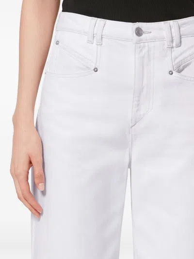 Isabel Marant High Rise Wide Leg Denim Trousers In White