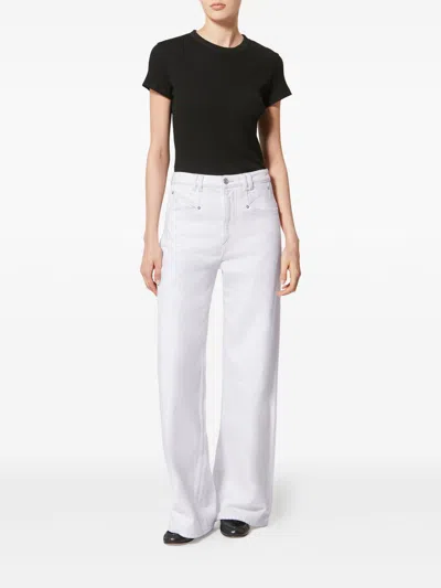 Isabel Marant High Rise Wide Leg Denim Trousers In White