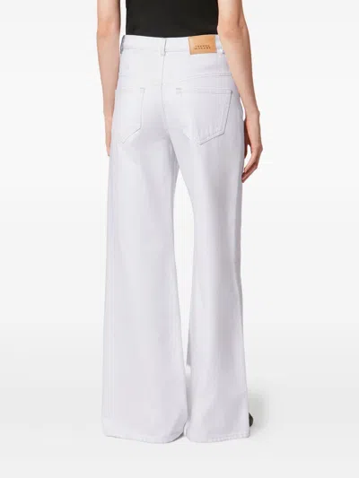 Isabel Marant High Rise Wide Leg Denim Trousers In White