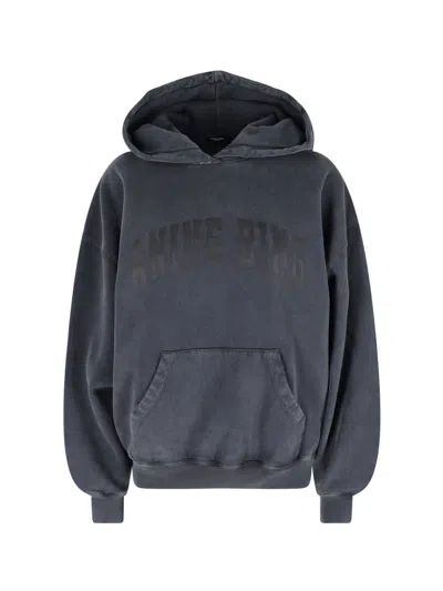 Anine Bing Oversized Grey Sweatshirt With Bold Branding And Relaxed Fit In Blue