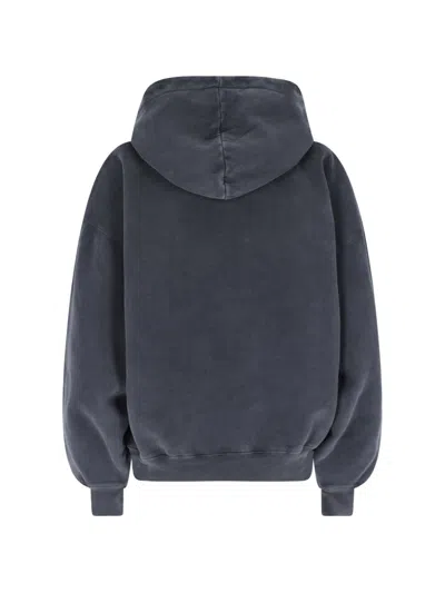 Anine Bing Oversized Grey Sweatshirt With Bold Branding And Relaxed Fit In Blue
