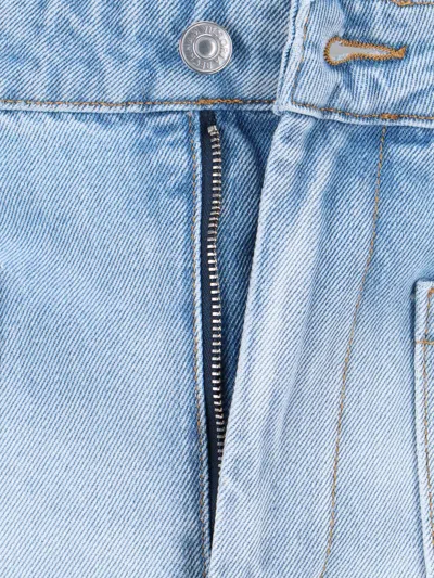 Victoria Beckham Wide Leg Trousers Light Wash Belt Loops In Blue