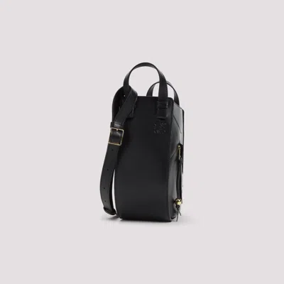 Loewe Hammock Slice Leather Shoulder Bag In Black