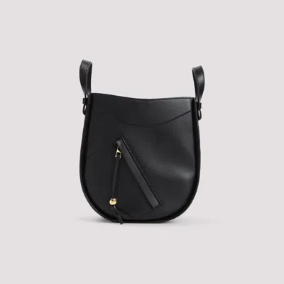 Loewe Hammock Slice Leather Shoulder Bag In Black