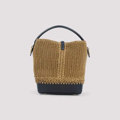 Saint Laurent Raffia And Leather Shoulder Bag With Detachable Strap In Multi
