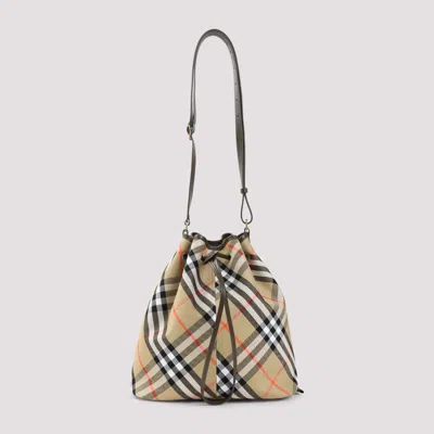 Burberry Medium Drawstring Bucket Shoulder Bag In Multi