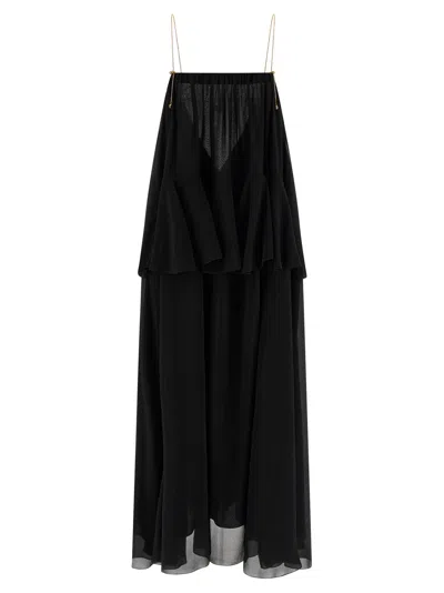 Chloé Knee Length Dress Gold Chain Straps In Blue