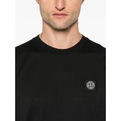 Stone Island Sage Green Cotton Jersey T-shirts In Black