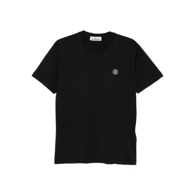 Stone Island Sage Green Cotton Jersey T-shirts In Black