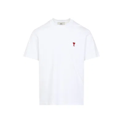 Ami Alexandre Mattiussi Ami Paris Men Cotton T-shirt With Iconic Embroidery In White