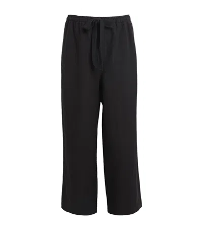 Commas Linen Wide-leg Trousers In Black